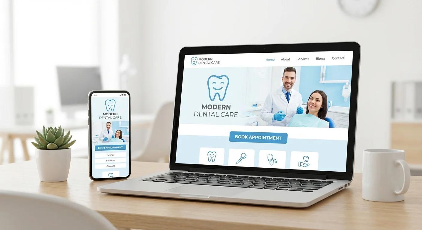 Professional dental website with service pages, Google Business Profile, and trust signals